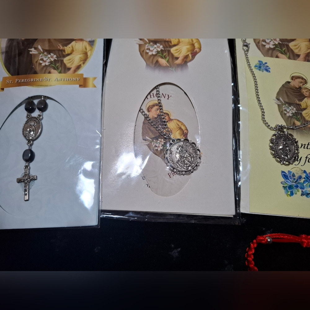 ✝️Religious Bundle Prayer Rosary Necklaces St Anthony Crucifix Jesus Cross - Picture 12 of 16